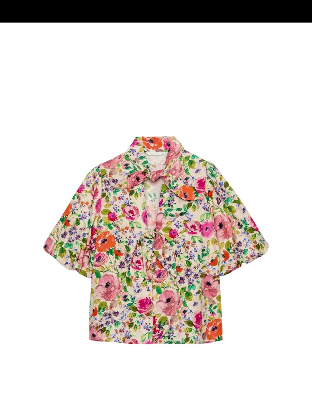 Zara Floral Bow Print Shirt - Pink & Multi Floral